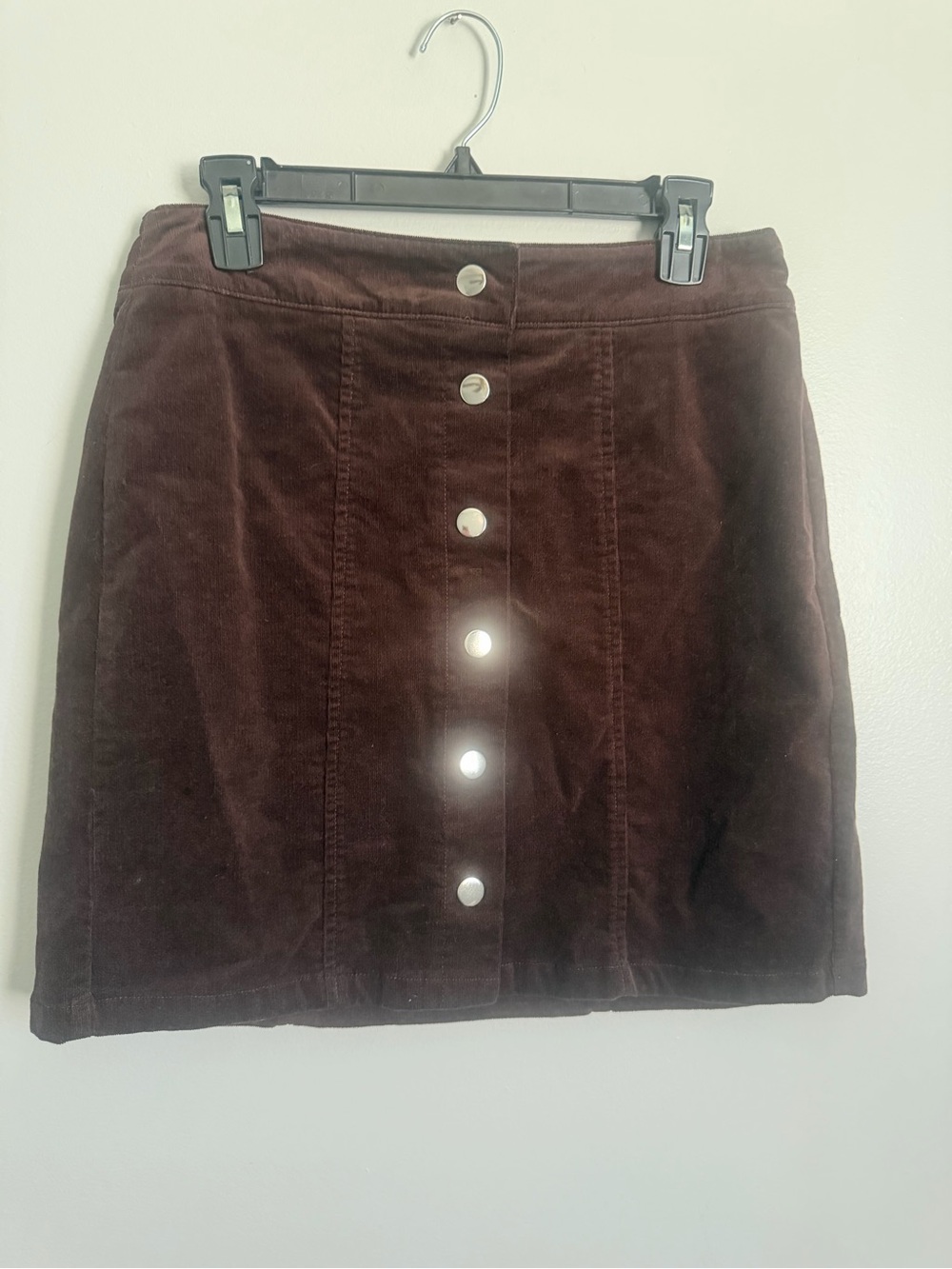 LOFT Chocolate Brown Button-Front Corduroy Button Front Skirt size 4